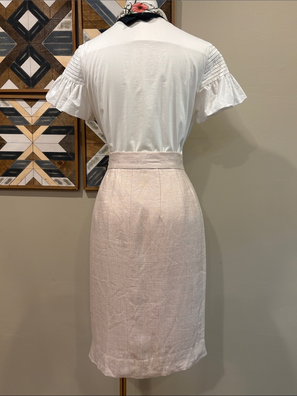Vintage Ralph Lauren Collection Light Pink Linen Pencil Skirt size 6 - Picture 6 of 13